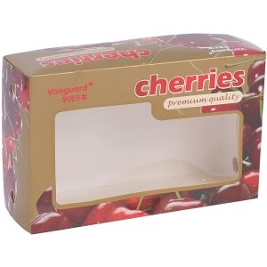 Sustainable paper boxes with transparent window  for cherry packaging