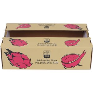 Retail-ready produce packaging carton for dragon fruit display